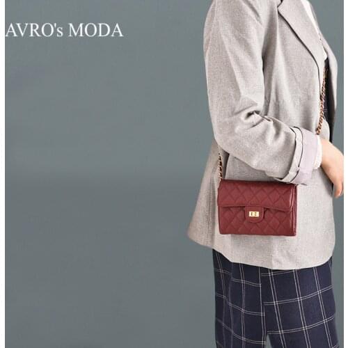 AVROs MODA Luxury Designer Handbags Women Shoulder Flap Bags Ladies Fashion Genuine Leather Crossbody Female Square Chain Bag