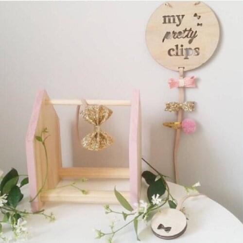 C Photo Frame Wooden Hanging Ornament For Baby Hair Clips Wall Hanging Decorative Baby Hairpin Organizer Photography Props