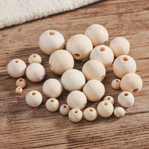 Wooden Beads Round Unfinished Natural Color for Necklace Bracelet Earring Home Decor Gewelry Accessories Making