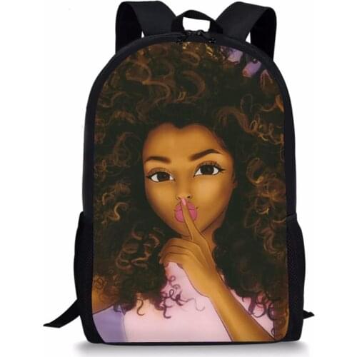 HaoYun Kids School Backpack Black African Girls Prints Pattern Girls School Book Bags Afro Arts Design Teenagers School Bags