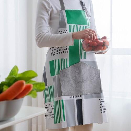 Home Kitchen Cooking Waterproof Strip Apron Wipe Hands Pocket Housework Clothes