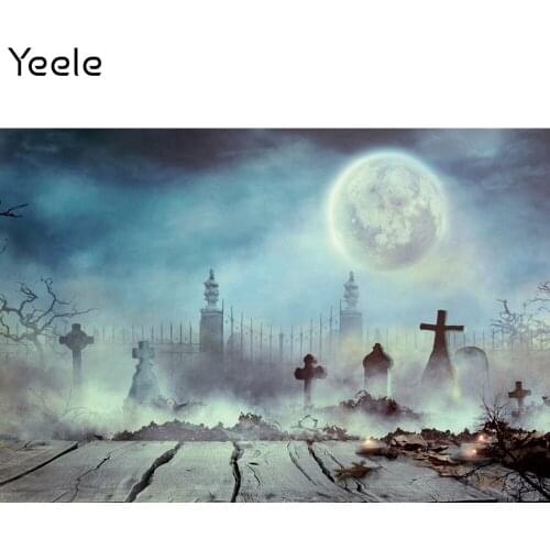 Yeele Photocall Halloween Background Wood Plank Moon Night Cross Castle Portrait Backdrop Photography Photo Studio Photographic