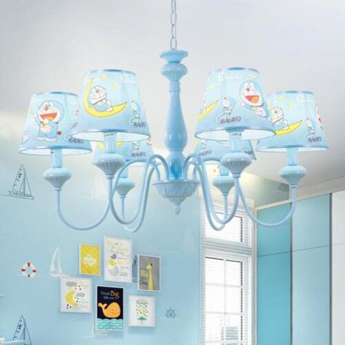 Kids bedroom Led Blue chandelier Lamp Children Room Doraemon Pendant chandeler Light Playroom Suspension Light children lamps