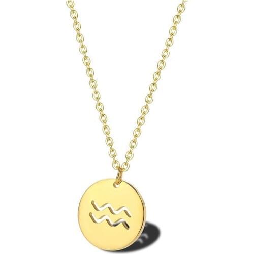 RIR Minimalist Zodiac Aquarius Symbol Star Astrology Constellation Stainless Steel Jewelry Necklace January Birthday Gift