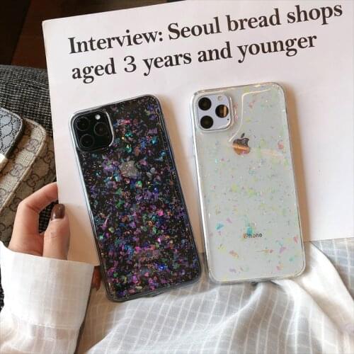 Fashion Shining Glitter Transparent Candy paper Phone Case For iPhone 12 11 Pro Max SE XR XS Max 7 8 Plus Sequin Soft Back Cover