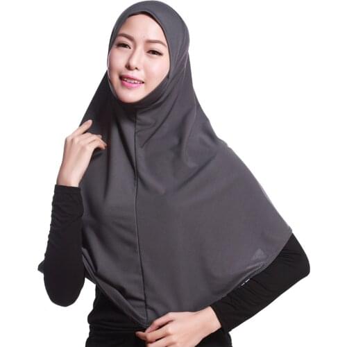 Muslim Woman Girls Hijab Islamic Solid Scarf Amira Cap Soft Plain Color Ready to Wear