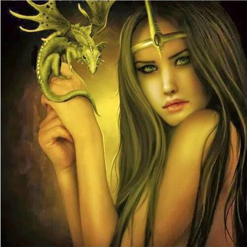 Wen Zuan Full Diamond Painting Woman Holding flying dragon 5D DIY Diamond Embroidery Kit Rhinestone mosaic Cross Stitch Gifts