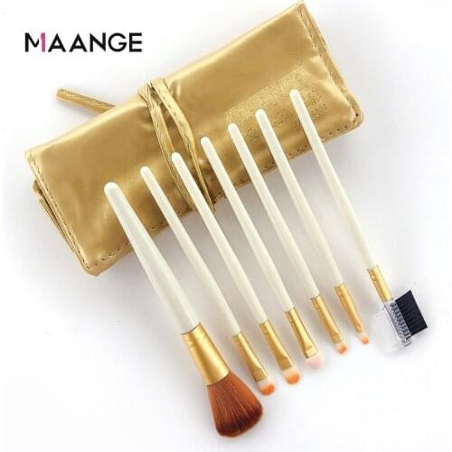 MAANGE 7Pcs Makeup Brushese Set Pro Cosmetic Tool Kit Foundation Eyeshadow Blender Eye Brushes Protable For Travel With Bag