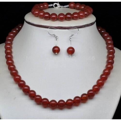 Hot sale FREE SHIP>>>GW_Lovely Red jade Set necklace &bracelet &earring