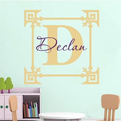 Wall Decal Monogram Initial Lettering Custom Boys Name Baby Family Decor Nursery Children Room Vinyl Sticker Home Murals HY1316