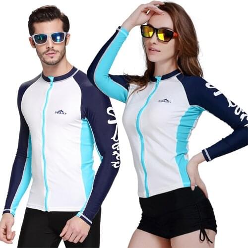 New Sun Protection Clothing Long-Sleeve Snorkeling Surfing Jacket Swimming Sun Protection Top Rash Shirt Guard Uv White
