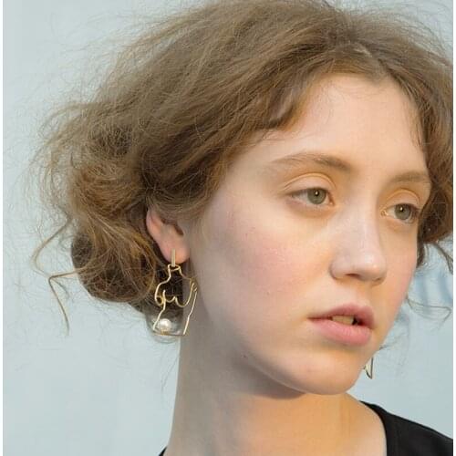 Original Creative Human Sculpture Dangle Earrings For Women 2021 Unique Gold Tone Body Outline Drop Earrings Jewelry Earings