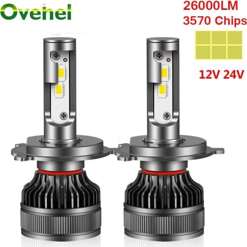OVEHEL H7 LED H4 26000LM Canbus HB4 HB3 H11 H8 HB3 9005 9006 Lamp Led Headlight Auto Turbo Running Fog Light Bulbs for Cars