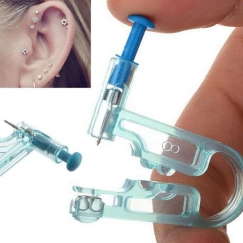 1pcs Healthy Safety Sterile Disposable Body Ear Nose Piercing Metal Steel Kit Earring Ear Stud Gun Piercer Tool E5H7