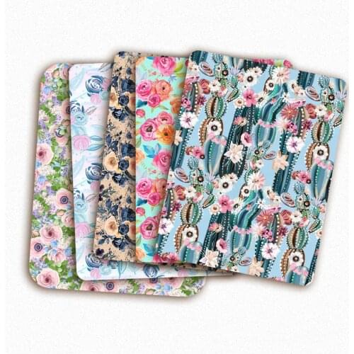 IBOWS Polyester Cotton Sheet Hand-painted Flowers Printed Cloth Fabric Patchwork Home Textile DIY Masks Bags Craft 45*145cm/pc
