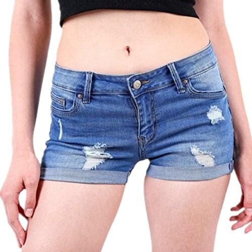 Ripped Cuffs Denim Womens Short mujer Mid Waist Shorts Jeans Summer Shorts For Womens Scratched pantaloncini donna