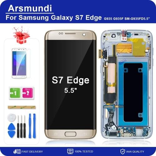 SUPER AMOLED For Samsung Galaxy S7 Edge G935 G935F SM-G935FD 5.5" LCD Display Touch Screen Digitizer Assembly With Frame LCDs