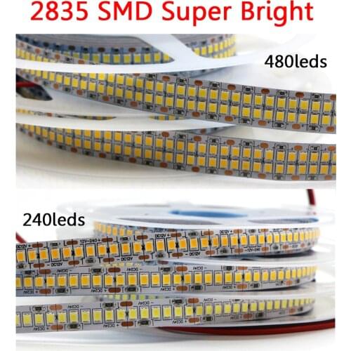 1/5M DC12V/24V Super bright LED Strip SMD 2835 240LEDs/M 480LEDs/M Flexible Led Stripe Waterproof Flexible Led Lights Tape