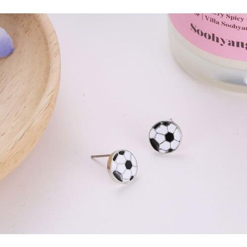 Vivid World Cup White & Black Grid Football Special Designed Stud Earrings For Women