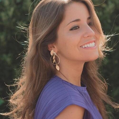 Docona Bohemia Round Hollow Leaf Drop Earrings for Women Charm Metal Alloy Dangle Earrings Female New Style Party Jewelry 17559