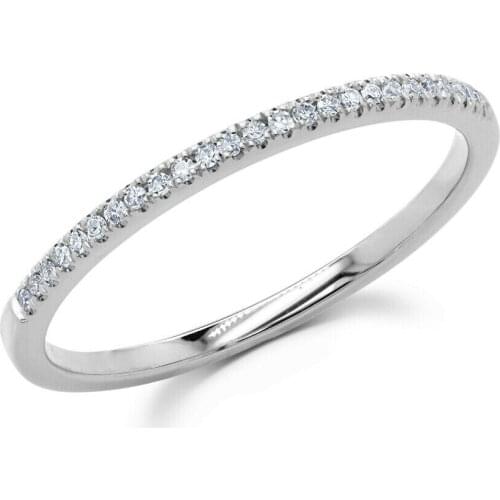 Womens 0.08CT 10K Rose Gold Natural Round Diamond Band Thin Ring 1.5 MM Stackable