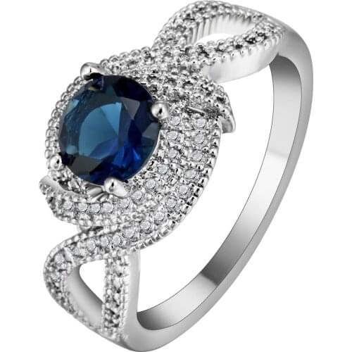 Precious bule Purple simulated Gem CZ silver plated rings for female engagement ring birthday party gift fashion jewelry