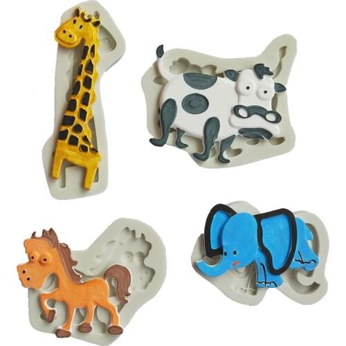 1 pcs Elephant Giraffe Zoo Animal Jungle World Lion Monkey Silicone Mold Cake Lace Decorating Fondant Sugar Cake Tool