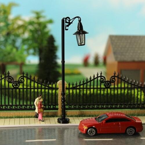 10pcs HO Scale Lamp Post Single Head 83mm 1:87 Street Lights Model Railway Train LEDs Miniature LQS75HO