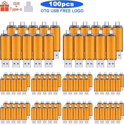 100pcs/lot OTG USB Flash Drive 64GB Pen Drive USB Stick 2.0 Flash Drive 16GB 32GB 128GB Pendrive gifts 4GB 8GB Personalize logo