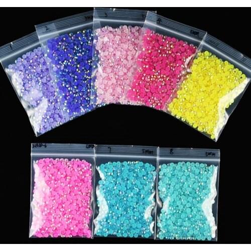1000Pcs Nail Crystals AB Colorful Rhinestones Round Beads Flatback Resin Stones For Manicure Decoration 5mm 15 Colors Rhinestone