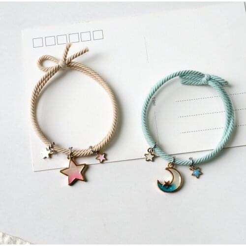 12Pcs/lot Simple New Universe Head Rope for Women and Girls Star and Crescent Moon Hair Rope