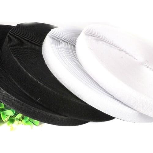 2m/lot New Arrival Size 16mm/20mm/25mm/30mm/40mm width White/Black Color Hook and Loop Tape / Roll - Sew On Tape (Not Adhesive)