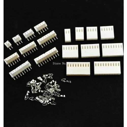 20 Sets KF2510 Connector Kits 2.54mm Pitch 2/3/4/5/6/7/8/9/10 Pin Right Angle Header+Housing+Crimp