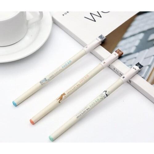3pcs BZNVN Cartoon Cute cartoon cat letters pen full needle neutral pen 0.38mm black pen