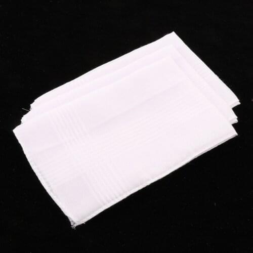 3 Pack Women Men White Handkerchiefs Soft Square Party Hanky