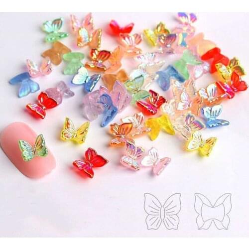 30Pcs 3D Resin Butterfly Glitter AB Nail Art Decorations Summer Home Fashion Nail Polish Ornament Manicure Decals Accessories