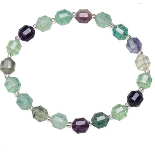 8 MM Geometric Natural Stones AAA Fluorite Bracelet Quartz Bead Men Women Healing Energy Gift Lucky Gem Jewelry Handmade