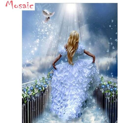 5d Diamond Embroidery DIY Diamond Painting Cross Stitch Kits Pigeon,Princess Angel Girl 5D Full Diamond Mosaic Home Decor