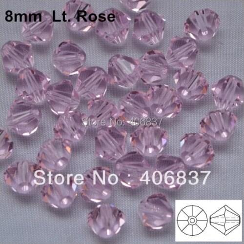 Free Shipping! 144pcs/Lot, AAA Chinese Top Quality 8mm Light Rose Crystal Bicone Beads