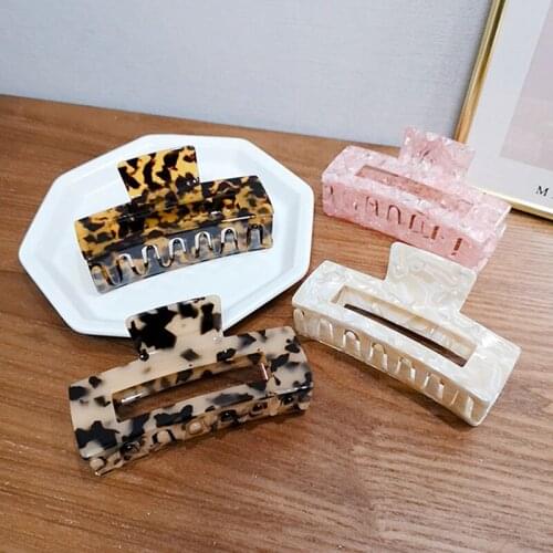 Large Acetate Hairpin Korean Acrylic hair claws Hollow Square Shaped Barrette Tortoiseshell Leopard Hair Clip Hair Accessories