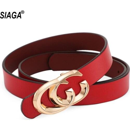 Ladies All-match Simple CC Buckle Metal Casual Belt Retro Style 100% Genuine Leather Belts for Women Jeans 2.3cm FCO239