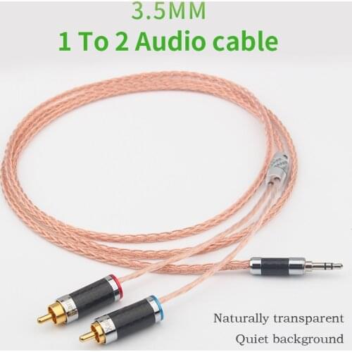 HiFi Audio Line 3.5mm to 2 RCA Cable Single Crystal Copper Silver Plated Amplifier Mobile Phone Cable