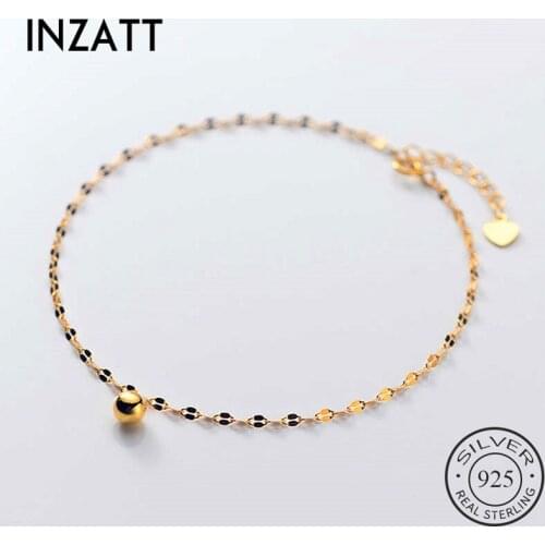 INZATT Real 925 Sterling Silver Bead Anklet For Fashion Women Party Bohemian Fine Jewelry Minimalist Accessories Gift