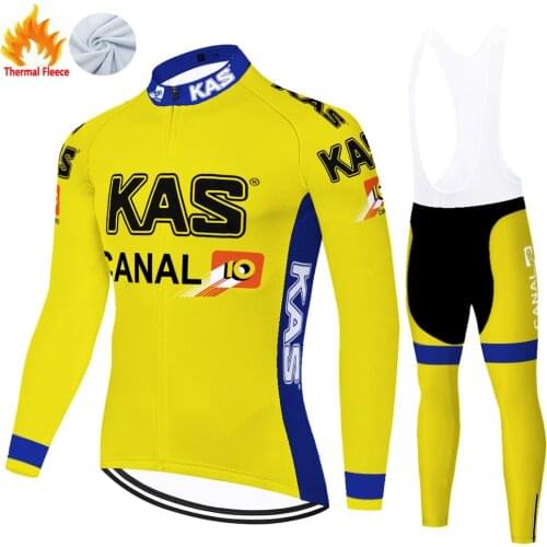 Kas Retro Winter Thermal Fleece Equipamento Cycling Clothing Abbigliamento Jerseys Conjunto Ciclismo Masculino Ciclismo