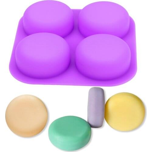 Round Circles Soap Molds Soap Molds Tray Cake Decorating Tools Reusable 4 Cavity DIY Handmade Craft Silicone