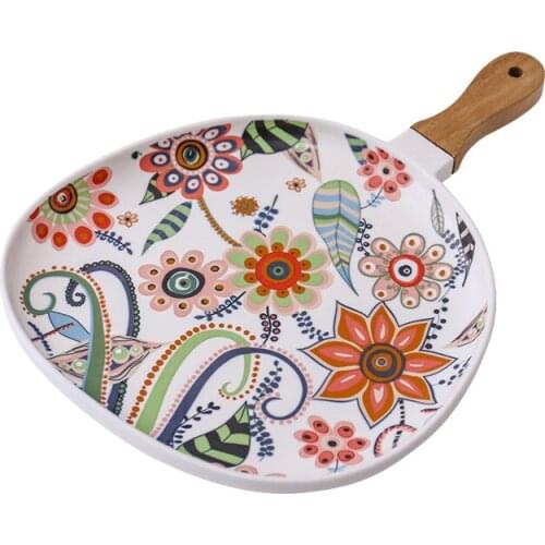 Small Butterfly Love Flower Ceramic Western Food Steak Dim Sum Plate Home Dinner Creative Fruit with Handle