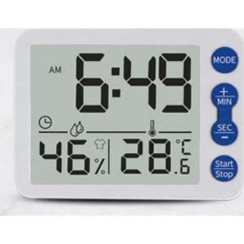 Multifunctional Thermometer Hygrometer Automatic Electronic Temperature and Humidity Monitoring Clock LCD Digital Alarm Clock