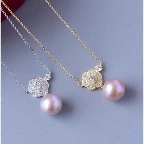 Fashion Luxury Pearl Pendant Necklace Elegant Women Inlay Zircon Gold Silver Color Necklace Charm Womens Wedding Jewelry Gifts