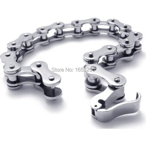 2015 New Fashion Bangle Motorcycle Bike Chain Design Stainless Steel Men bracelet 12mm 8