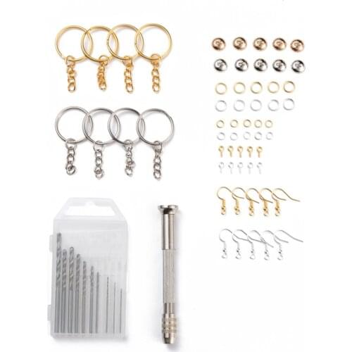 Epoxy Resin Ball Keychain & Earring Making Kits with Steel Micro Drill Bits Set Tools Earrings Hooks for Jewelry DIY Accessories